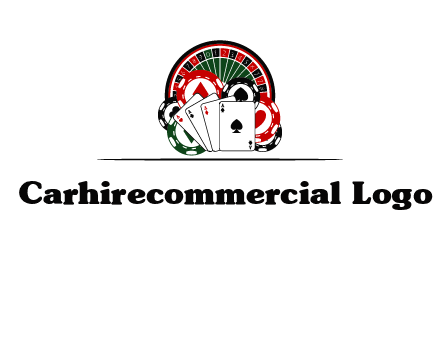 casino logo with poker chips, cards and Roulette
