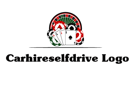 casino logo with poker chips, cards and Roulette