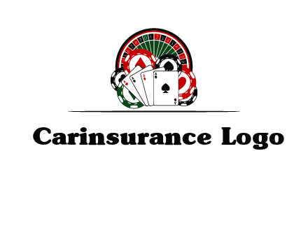 casino logo with poker chips, cards and Roulette