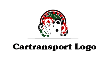 casino logo with poker chips, cards and Roulette