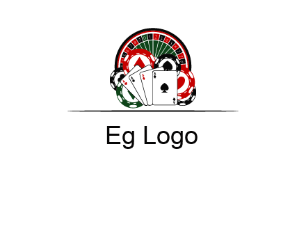 casino logo with poker chips, cards and Roulette
