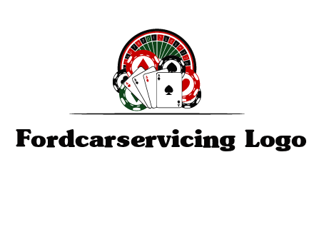 casino logo with poker chips, cards and Roulette