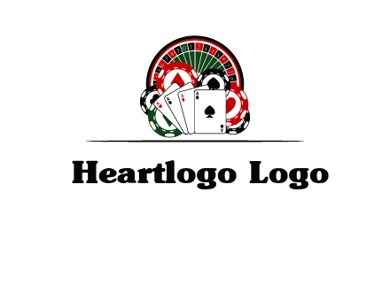 casino logo with poker chips, cards and Roulette