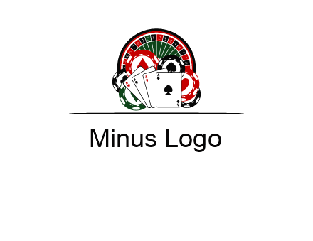 casino logo with poker chips, cards and Roulette