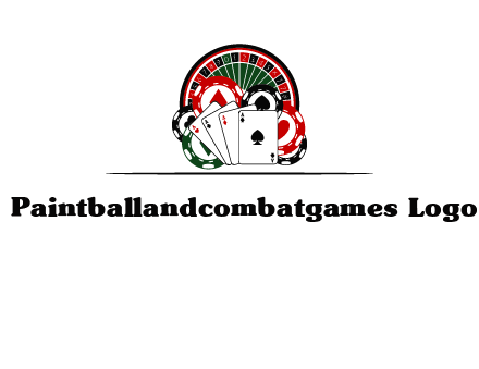 casino logo with poker chips, cards and Roulette