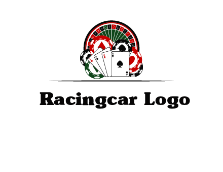 casino logo with poker chips, cards and Roulette