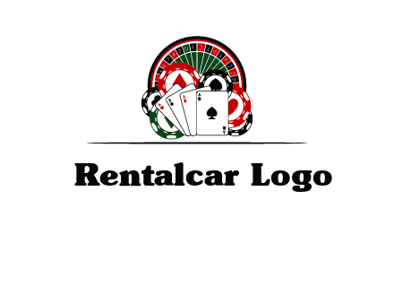 casino logo with poker chips, cards and Roulette