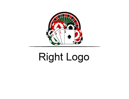 casino logo with poker chips, cards and Roulette