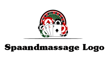 casino logo with poker chips, cards and Roulette