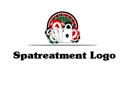 casino logo with poker chips, cards and Roulette
