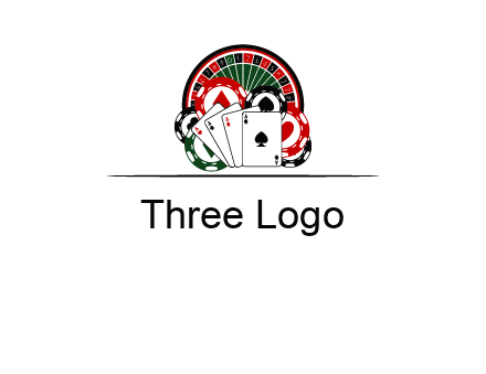 casino logo with poker chips, cards and Roulette