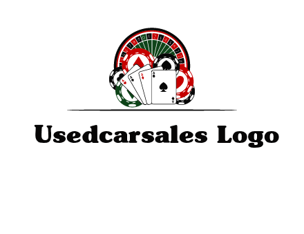 casino logo with poker chips, cards and Roulette