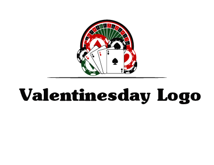 casino logo with poker chips, cards and Roulette