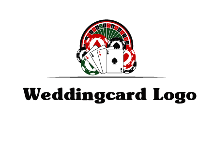 casino logo with poker chips, cards and Roulette