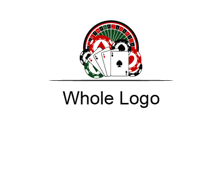 casino logo with poker chips, cards and Roulette