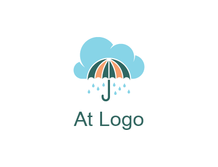 clouds raining over an umbrella