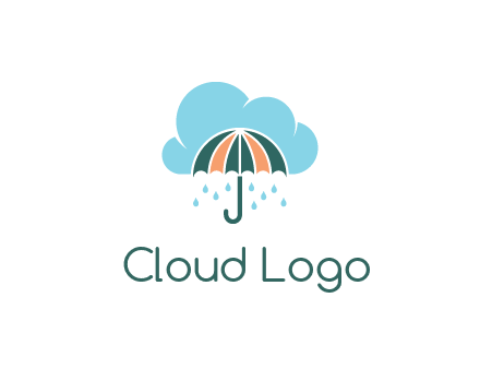 clouds raining over an umbrella