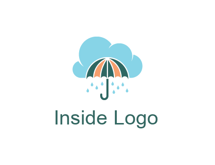 clouds raining over an umbrella