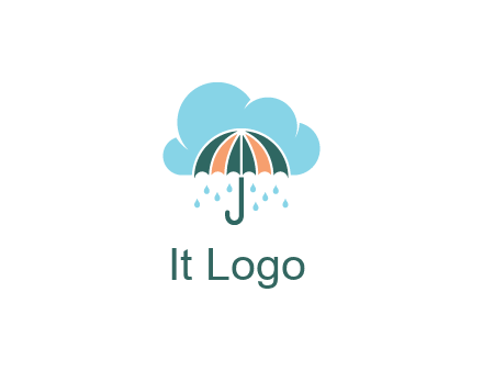 clouds raining over an umbrella