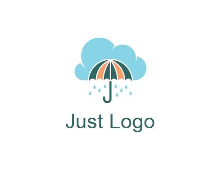 clouds raining over an umbrella