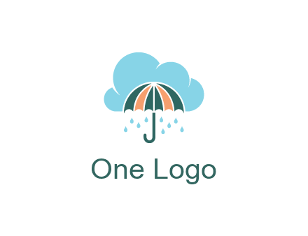 clouds raining over an umbrella