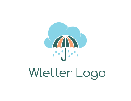 clouds raining over an umbrella