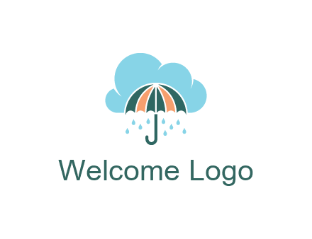 clouds raining over an umbrella