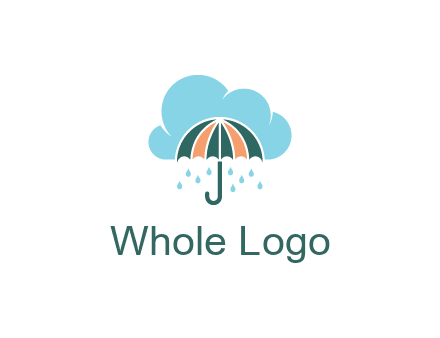 clouds raining over an umbrella