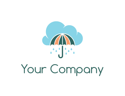 clouds raining over an umbrella