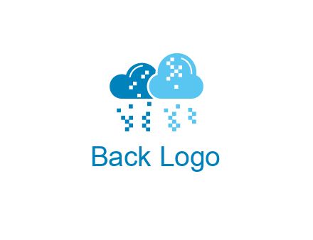 technology logo with clouds raining pixels