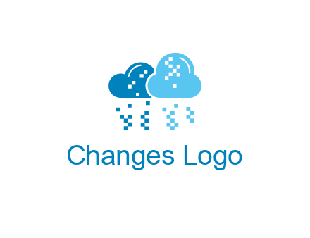 technology logo with clouds raining pixels