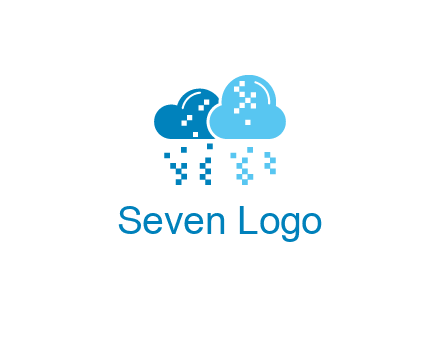 technology logo with clouds raining pixels