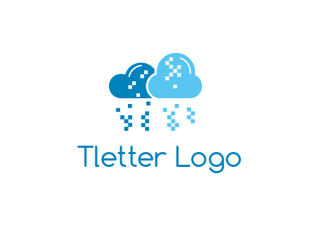technology logo with clouds raining pixels