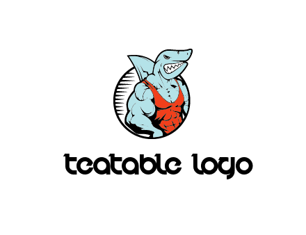 bodybuilder shark character