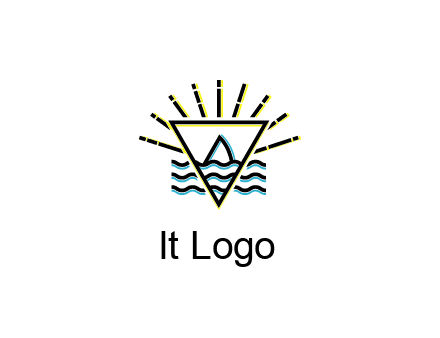 shark fin in water with inverted Illuminati triangle