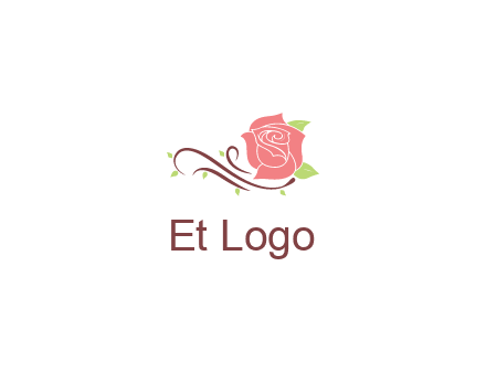 floral design logo with rose illustation