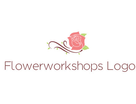 floral design logo with rose illustation