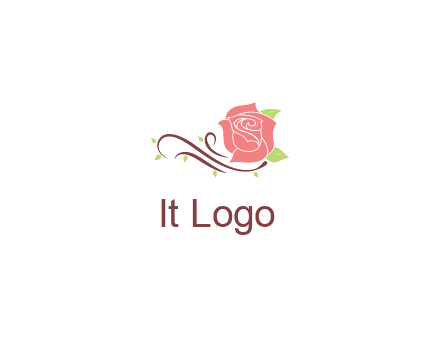 floral design logo with rose illustation