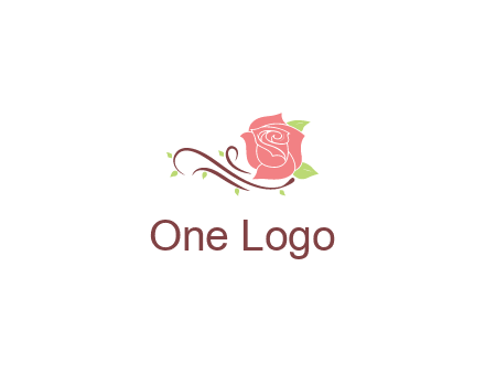 floral design logo with rose illustation