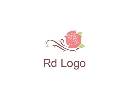 floral design logo with rose illustation