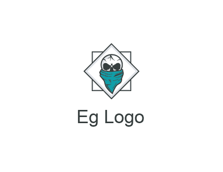 skull wearing a bandanna logo