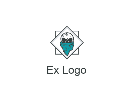 skull wearing a bandanna logo