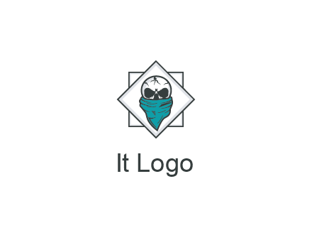 skull wearing a bandanna logo