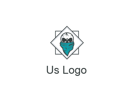 skull wearing a bandanna logo