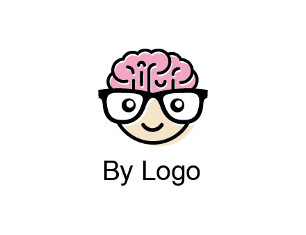 character with with a smile, glasses and brain