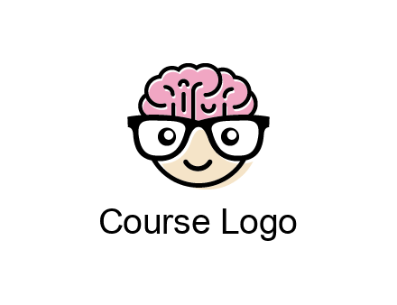 character with with a smile, glasses and brain