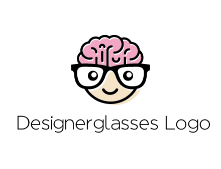 character with with a smile, glasses and brain