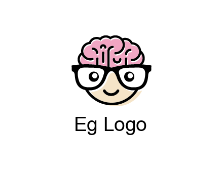 character with with a smile, glasses and brain