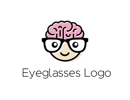 character with with a smile, glasses and brain