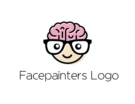 character with with a smile, glasses and brain